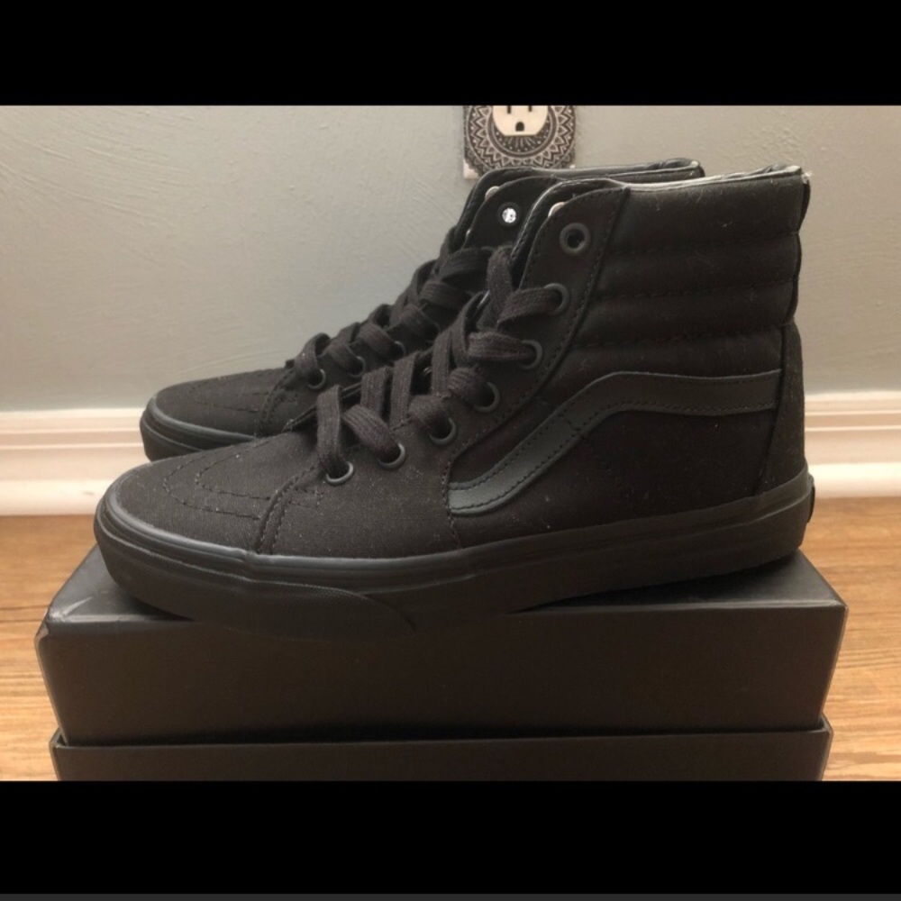 All Black High Top Vans size 6:5